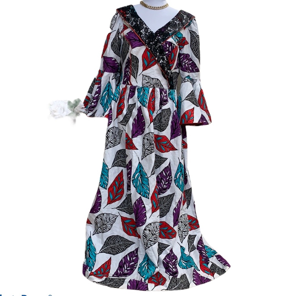 Ankara and Lace Maxi Dress